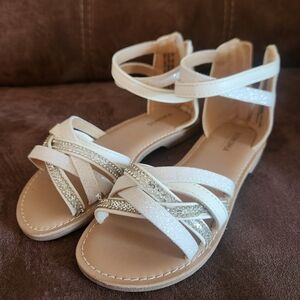 Girl's Size 13 NWOT Sonoma White Glitter Strappy Sandals